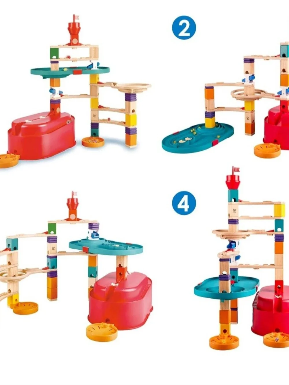 Hape 90 Piece Quadrilla Stack Track Bucket Box Marble Race Marble Run